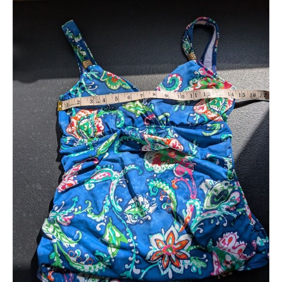 Lauren Ralph Lauren Womens One Piece Swimsuit Blue Floral Paisley Size 8 - Picture 3 of 13